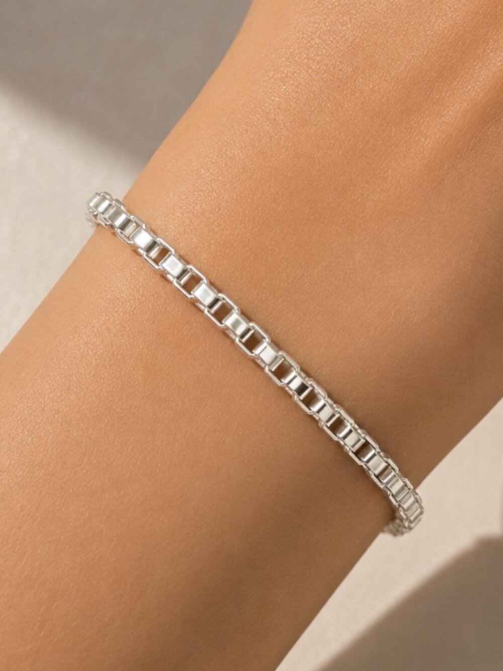 925 Sterling Silver Box Chain Bracelet 4 mm Box Link Bracelet